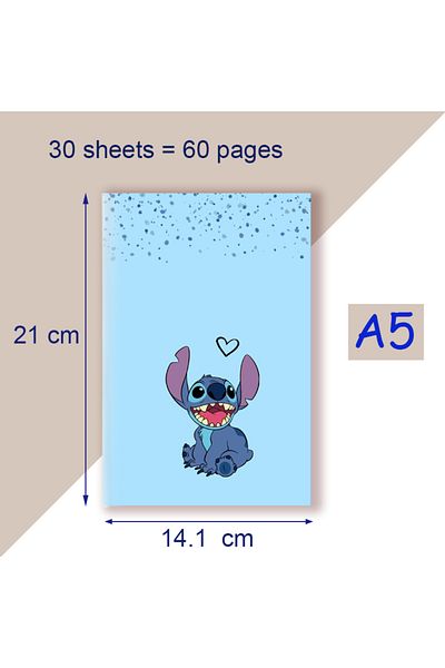Miniso Blank Pages 7 A5 Notebook - Lilo & Stitch -Disney Stationery Note Book Writing Diary Journal Anime F