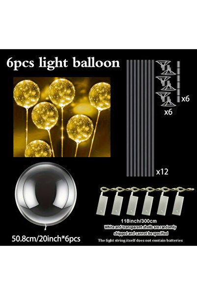 Choice بالونات شفافة مضيئة بـ 6 مصابيح ليد باللون الأصفر مقاس 20 بوصة لحفلات ...