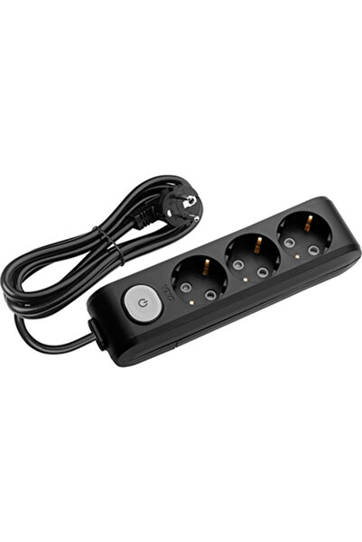 VİKO -90137303 Multi Let Siyah Üçlü Priz Anahtarlı Kablolu Çocuk Korumalı 3 Metre