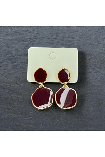 Candy Nuveria Bordo Mineli Sallantılı Küpe