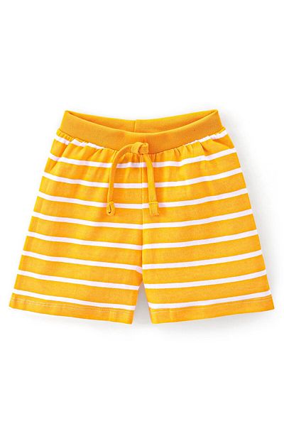 Babyhug Cotton Knit Shorts with Striped and Text Print Pack of 2 - Multicolour