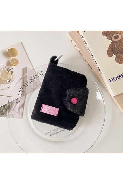 Choice Black Ins Style Cute Plush Card Holder Girl Style Kawaii Coin Pouch Cute Cute Mini Air Pods Organize