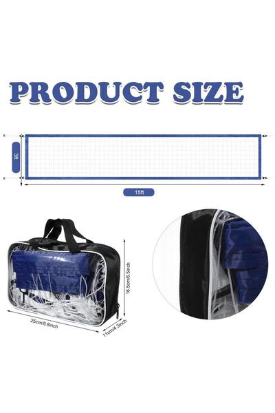 Choice Blue Swimming Pool Volleyball Net 15 X 3FT Nylon Portable Volleyball Net Replacement Accessories Pro