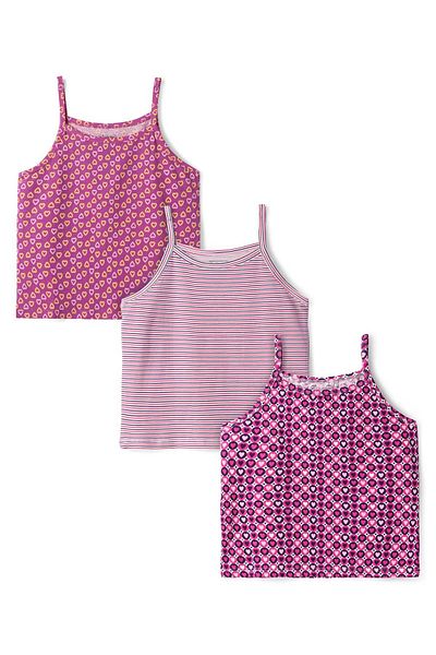 Pine kids Cotton Slips with Stripes and Heart Print (Pack of 3) - Purple