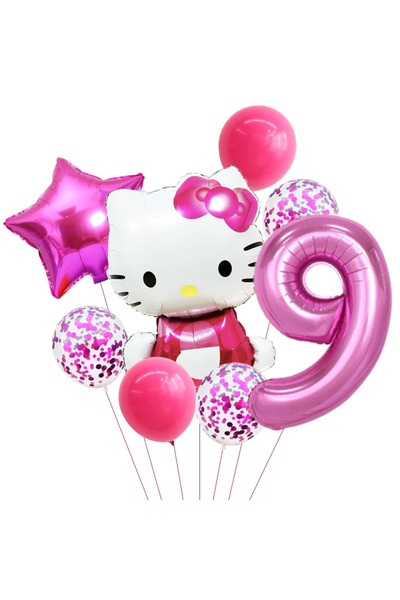 Miniso 1 set 8 pcs 8pcs Hello Kitty Foil Balloons Set Anime Cat Confetti Latex Balloon Kids Birthday Party