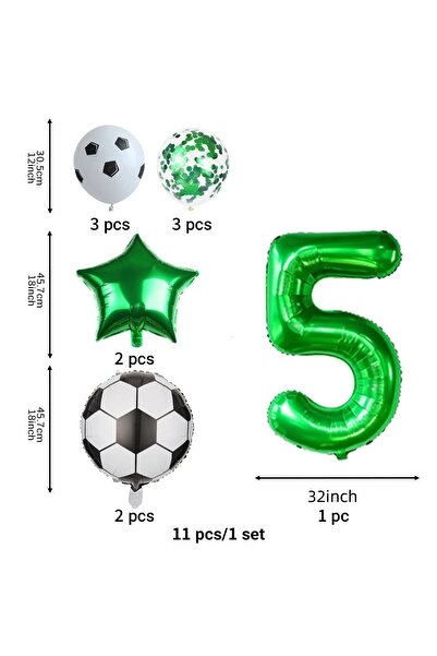 Choice NUMBER 32inch GREEN32-5 11 Pcs Football theme party decoration balloon...