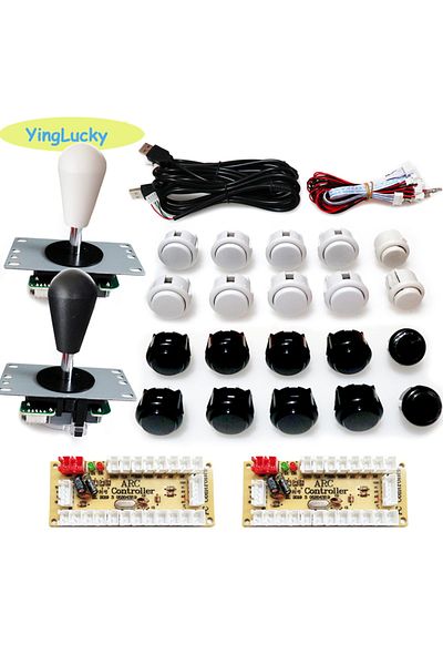 Choice 2 player-black-white 2 Player Arcade Zero Delay Kit USB Encoder for PC Raspberry Pi SANWA Push Butto