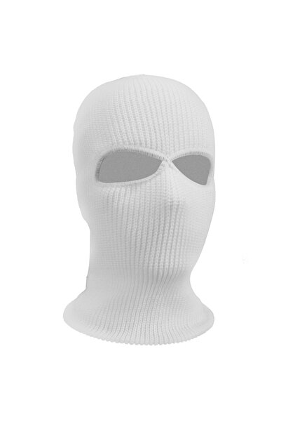 Choice قبعة شتوية محبوكة بيضاء قطعة واحدة دافئة وناعمة بفتحتين وقبعة تزلج كاملة الوجه وخوذة دراجة نارية وخوذة تكتيكية للجيش