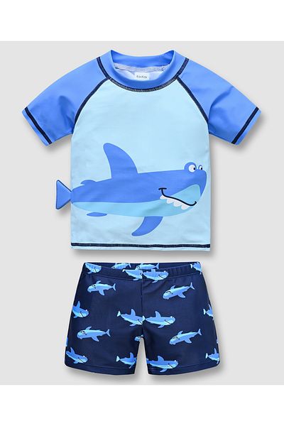 SAPS Shark Printed Two Piece Swimsuit - Blue