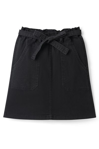 Pine kids Knee Length Solid Color Denim Skirt - Black