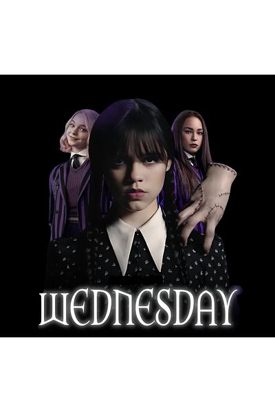 fame-stoned Wednesday Series Printed Unisex 100% Cotton Black T-Shirt