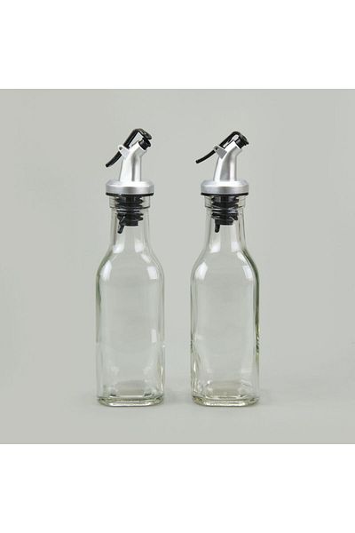 MATMEL Set of 2 Glass Oil Vinegar Jars - Transparent - 200 ml