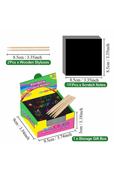 Choice مجموعة ورق خدش فني مكونة من 100 قطعة، ورق خدش قوس قزح سحري مع قلمين من...