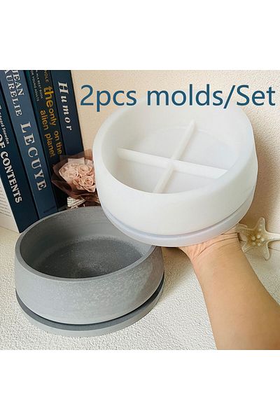 Choice 2pcs-molds Reusable Succulent Planter Mold Cement Planter Molds/Candle Bowl Vessel Silicone DIY Kit