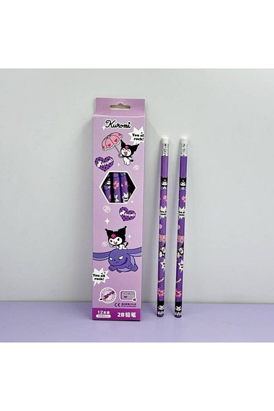 SANRIO 12Pcs Pencil A Pencil 12Pcs Cartoon Kawaii Kuromi Melody Primary School Student Stationery