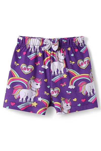 Babyhug Shorts with Unicorn & Hearts Print (Pack of 2) - Yellow & Purple