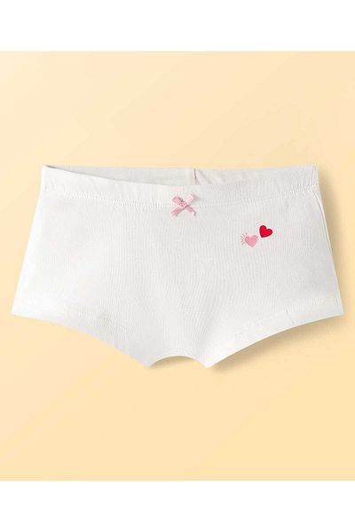 Pine kids Panties with Heart Print & Bow Applique Pack of 3 - White & Pink