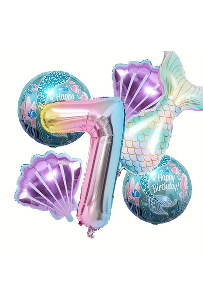 Choice NUMBER 32inch Tail 6 PCS-7 6 pcs Mermaid Tail Ball Digital Foil Balloo...
