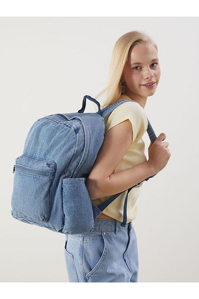 LC Waikiki Blue Women's Jean Backpack
