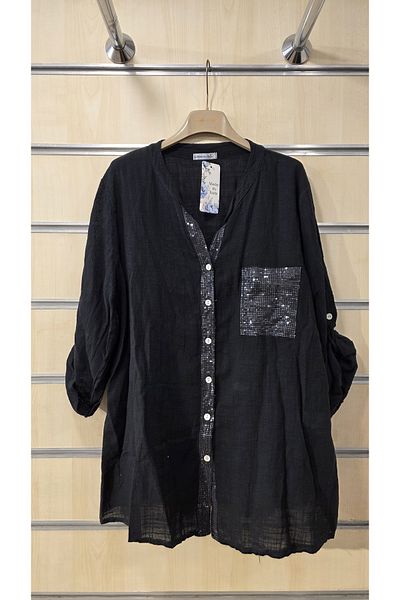 Park Moda Italian Cotton Shirt with Sequin Detail