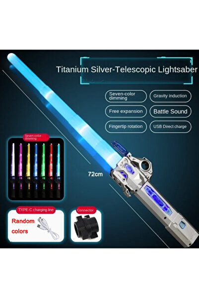 Choice1 ألعاب سيف متوهجة ملونة للأطفال من الفضة، سيف ليزر موسيقي تلسكوبي 2 في...