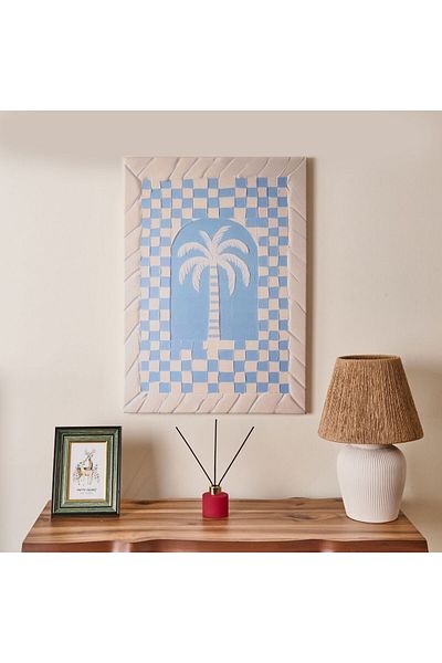 MATMEL Deco Palm Breeze Canvas Print - Blue / White - 50X70 cm
