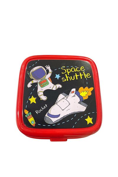 tüftürük Astronaut Licensed 3 Compartment Double Layer Spoon Fork Children's Nutrition Bowl Set Red