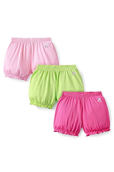 Pine kids Pine Kids Cotton Bloomers with Placement Print (Pack of 3) - Pink & Green