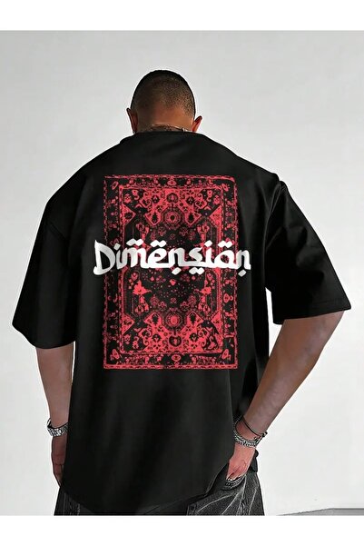 FUFLUNS Dimension Back and Front Printed Oversize Crew Neck T-Shirt