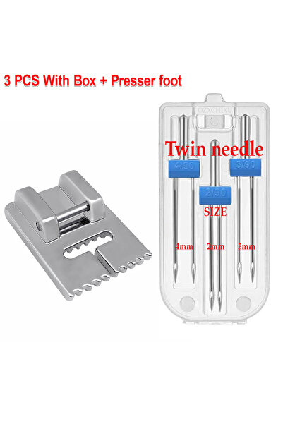 Choice1 5 3 قطع إبر مزدوجة مقاس 2/3/4 مم و9 أخاديد مجعدة لخياطة أقدام الضغط ل...