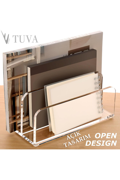 TUVA REKLAM TUVA - منظم مكياج مجوهرات على شكل مغلف مجلة حديث أنيق مع مقصورتين...