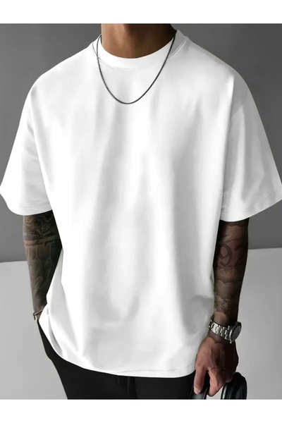 FUFLUNS Dimension Back Printed Oversize Crew Neck T-Shirt