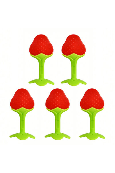 Choice 5pcs-Strawberry Strawberry, Grape-Shape Soft Silicone Baby Teether, Teething Ring