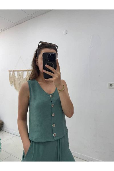 Maison La Femme Women's Buttoned Vest Pants Suit