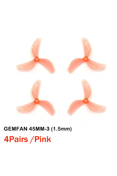 Choice 4Pairs Pink 1.5mm 4Pairs/8PCS Gemfan 45mm 3-Blade 45mm-3 PC Propeller T-Mount 1.5mm 0805 Motor for F