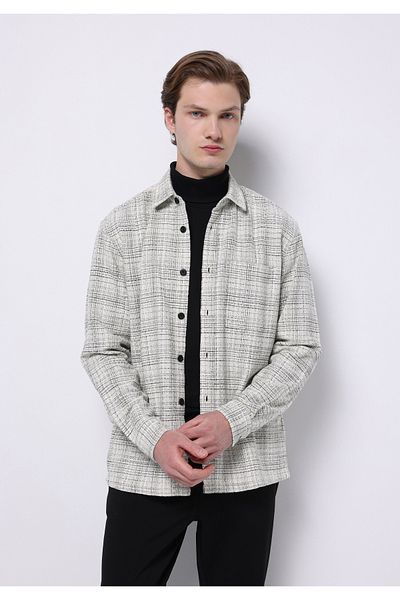Colin's Cămașă cu mânecă lungă pentru bărbați, cu croiala normală, cu gât în ​​carouri