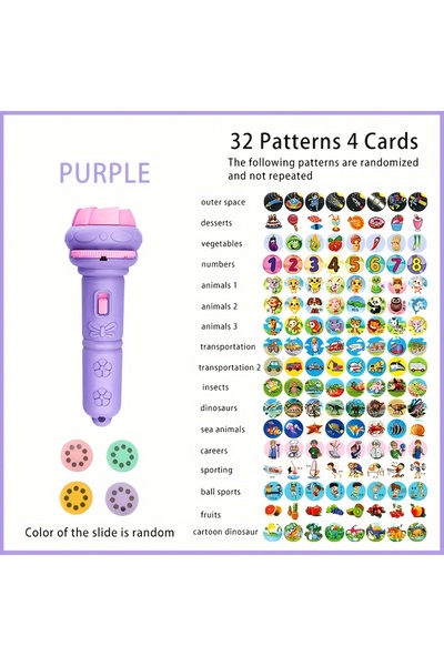 Choice1 مصباح يدوي أرجواني ممتع: حفز الخيال باستخدام 32 نمطًا و4 بطاقات مناسب...