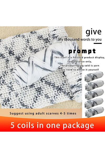 Choice 37 white with gray 5pcs Valentine's Cotton Handmade Woven DIY Scarf Yarn Ball, Thick Yarn Stick, Nee
