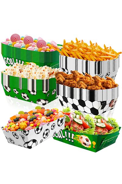 Choice MULTI 36 Pcs Soccer Party Favors Large Soccer Plates Paper Trays Serving Tray Soccer Party Nachos Fo