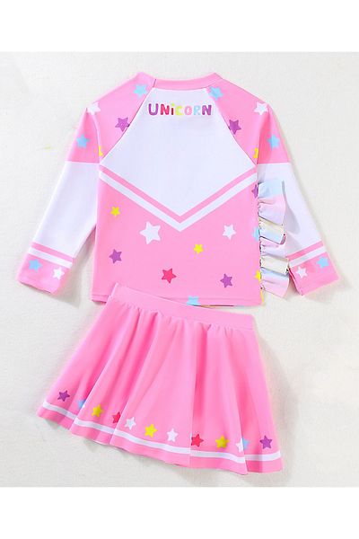 SAPS Unicorn Graphic Swim T-Shirt and Skirt Set - Pink