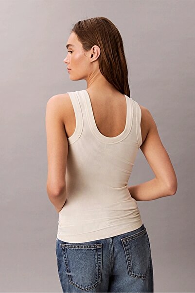 Calvin Klein Kadın Modal Fitilli Beyaz Bluz LV044C900G-PBA