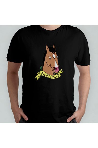 Pixxa Bojack Horseman Unisex 100% Cotton Crew Neck T-Shirt Model 5