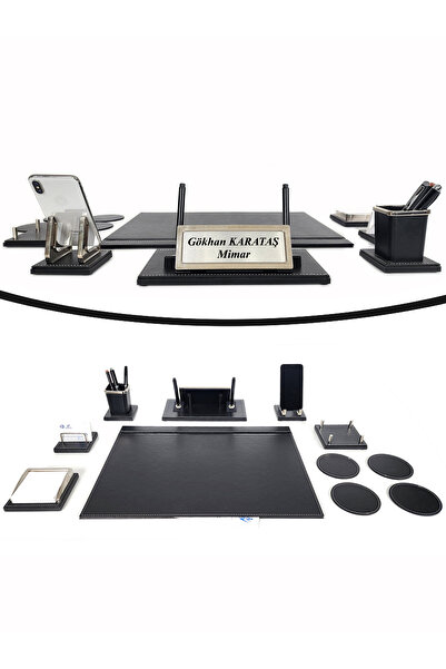 prozenis Aksu Krom Detaylı İsimlikli Sümen Takımı Lüks Ofis Seti Yeni İş Ofis...