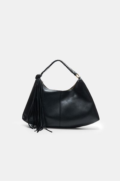 Stradivarius Handbag with fringe and a braided handle