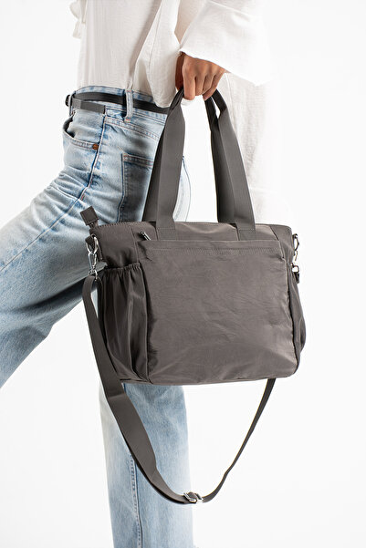 Sanmorris Sn 4017 Water Resistant Multi Compartment Crinkle Bag Sleeve Bag Shoulder K.Grey