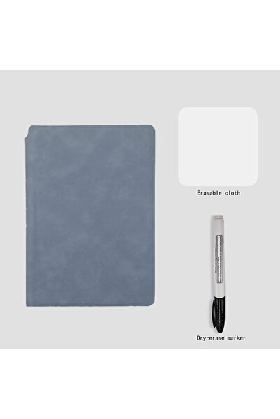 Choice blue A5 Reusable Whiteboard Notebook Set With Whiteboard Pen Erasing Cloth Leather Memo Pad Weekly P