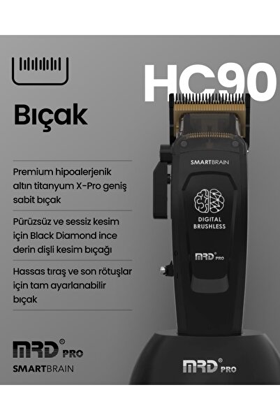 MRD PRO Smart Brain Titanyum Bıçaklı Profesyonel Tıraş Makinesi HC-90