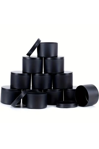 Choice 4OZ-All Black 12pcs 4oz/8oz Empty Matte Black Candle Jar with Lid - Multipurpose Metal Container for