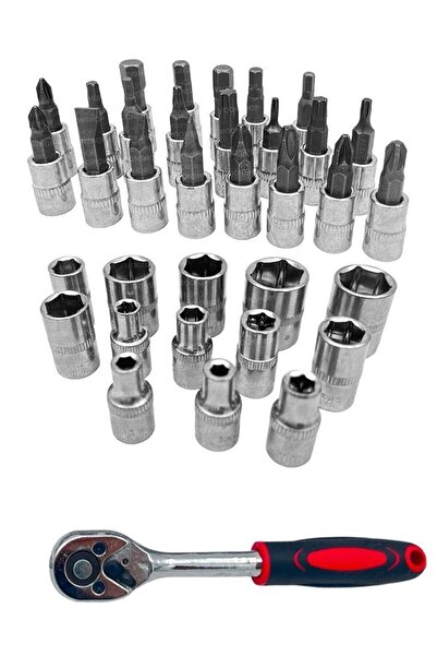 BRATİ HAND TOOLS 46 Piece 1/4 Ratchet Socket Wrench Set Bit Set Cr V