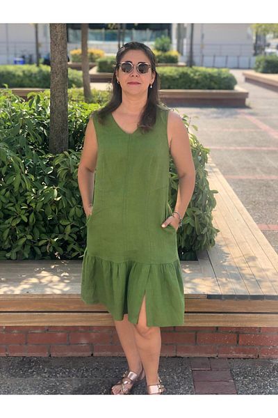 BAKTAGÖR Fir Fir Detailed Linen Dress
